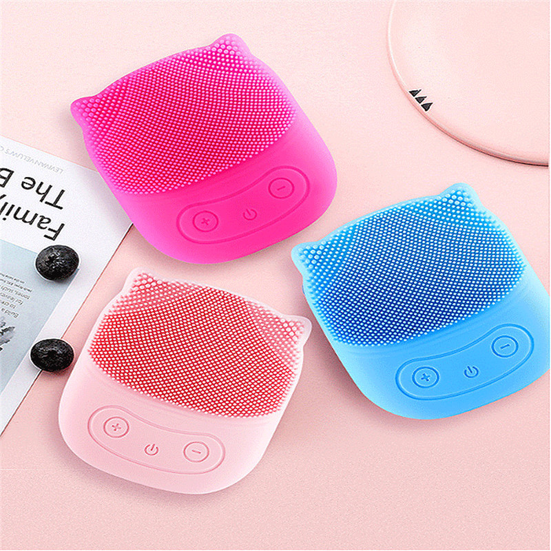 Cepillo de limpieza facial portátil a prueba de agua Silicona Sonic Vibration Mini Cleaner Limpieza profunda de poros Masaje de piel Cepillo facial